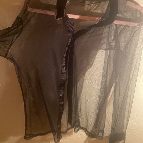 Black sheer unif button down shirt🪶🖤🖤 - Picture 2 of 5